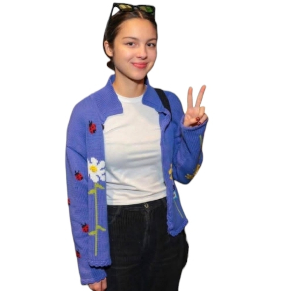 UNIF floral Violet cardigan sweater ASO Olivia‎ Rodrigo Kendall Jenner L